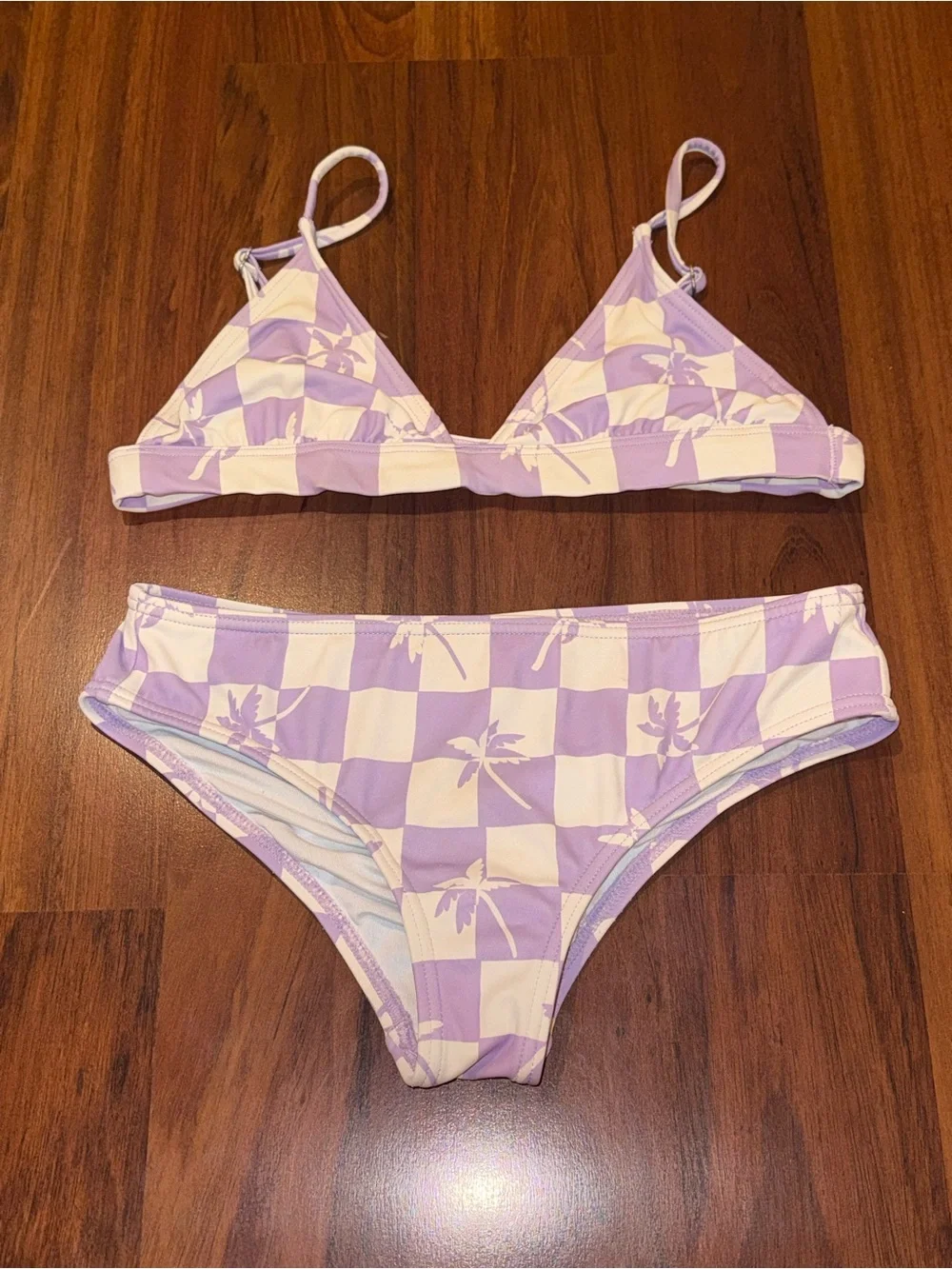 Billabong Kids Bikini Purple White Palm Set $66 Size 12 Nordstrom Vineyard Vine